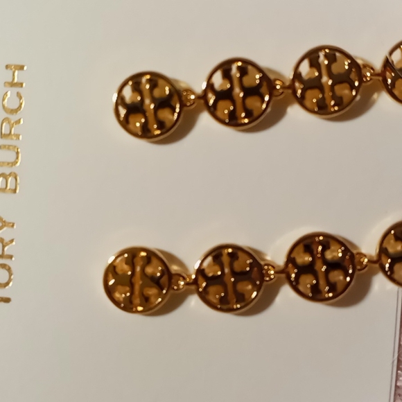 NEW!! TORY BURCH LOGO LINEAR EARRINGS, Pierced! - Picture 4 of 9